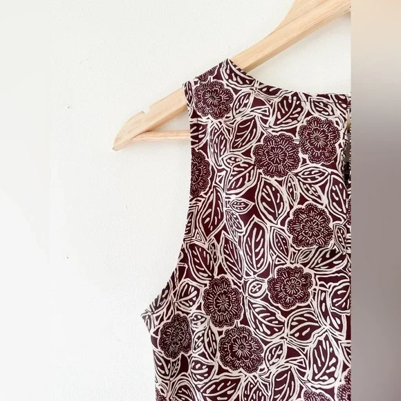 Vintage “Emblem” Floral Sleeveless Dress - Knee length - Burgundy Size: Medium - Picture 7 of 7